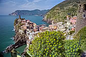 Liguria - Le Cinque Terre. Il Sentiero Verdeazzurro da Vernazza a Riomaggiore. Il paese di Vernazza.